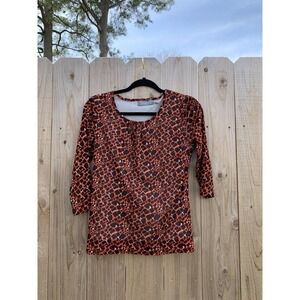 Liz Claiborne Women's Semi-Sheer‎ Long Sleeve Shirt petite medium orange